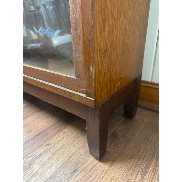 Antique Arts & Crafts Style 3 Stack Oak Barristers Book Case For Sale - Image 9 of 11