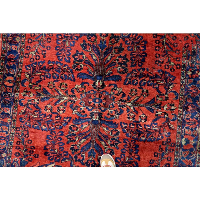 Textile Antique Persian Lilihan Handmade Rug 5.8' X 6.7' 1920s For Sale - Image 7 of 13