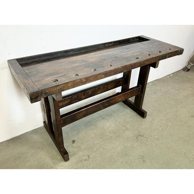 Vintage Industrial Carpenters Workbench, 1950s For Sale - Image 4 of 16