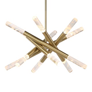 Revelation Modern Brass and Quartz Led Scepter Pendant For Sale