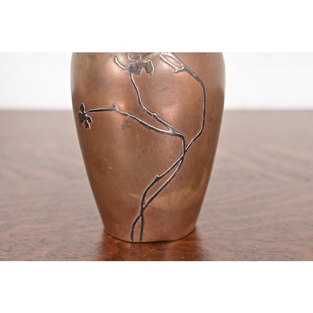 Bronze Heintz Arts & Crafts Sterling Silver on Bronze Vase For Sale - Image 8 of 13