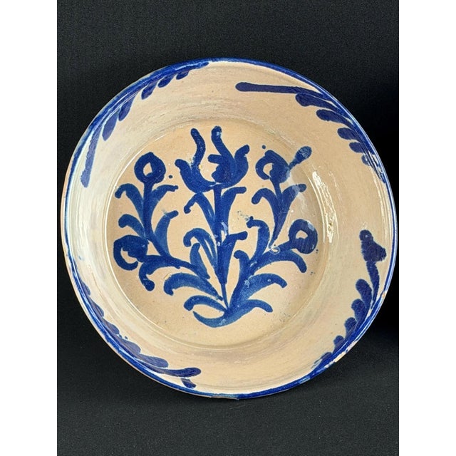 Blue and White Glazed Fajalauza Bowls with Traditional Flowers, Set of 2 For Sale - Image 4 of 9