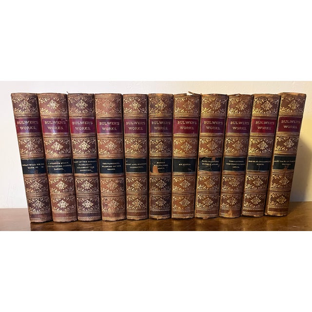Antique 19th Century Leather Bindings - Books by Sir Edward Bulwer Lytton - 11 Volumes For Sale - Image 10 of 11