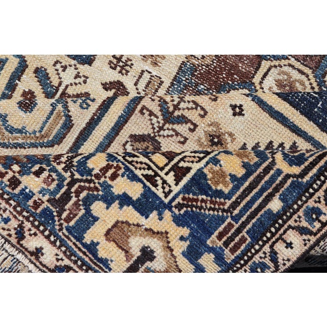 Persian Antique Hamadan Rug in Blue With a Medallion and Geometric Design 4'4 X 6'9 For Sale In Atlanta - Image 6 of 6