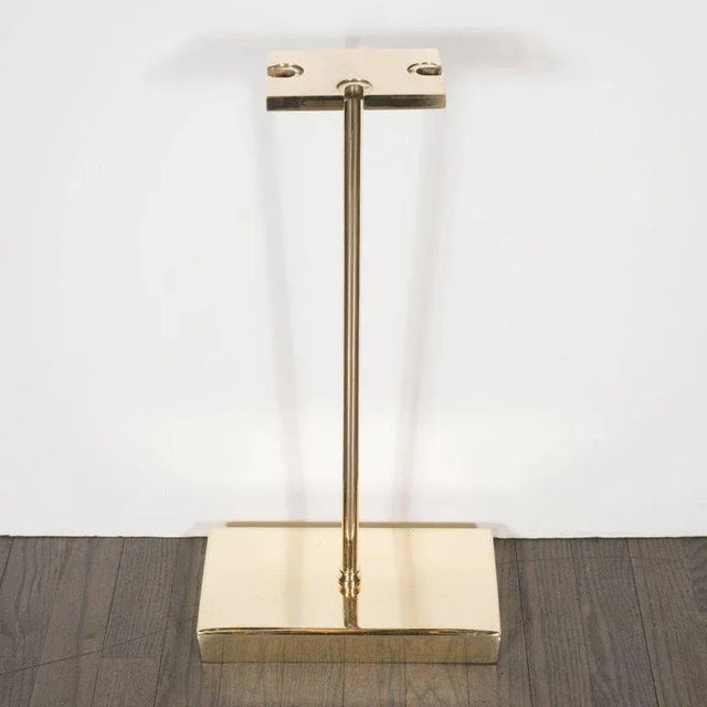 Contemporary Custom Modernist Five-Piece Brass and Oil Rubbed Bronze Fire Tools Set For Sale - Image 3 of 8