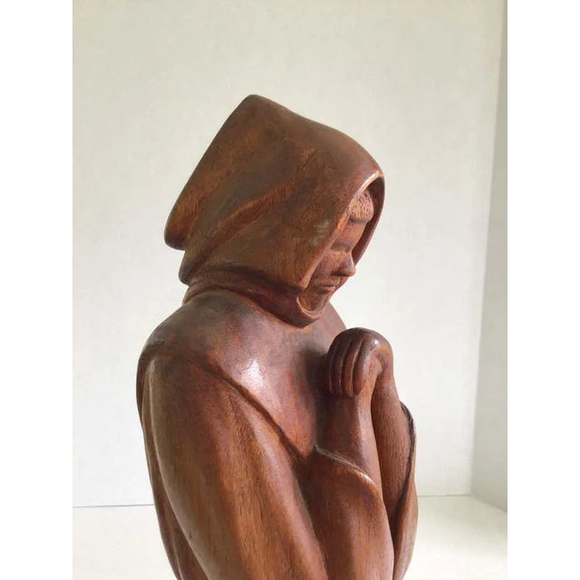 1960s Carved Wood Sculpture of Monk or Friar Wearing Robe For Sale - Image 10 of 12