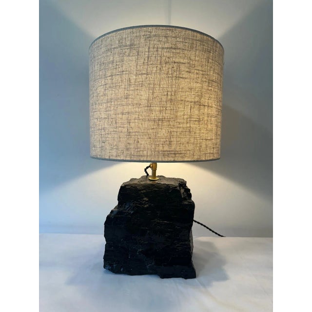 Charcoal / Black Coal Stone Lamp For Sale - Image 9 of 12