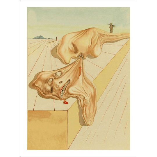 Artist: Salvador Dali Country: Spain Title: Hell 30 – Men who eat each other Medium: Original Woodcut Marks: Not signed...
