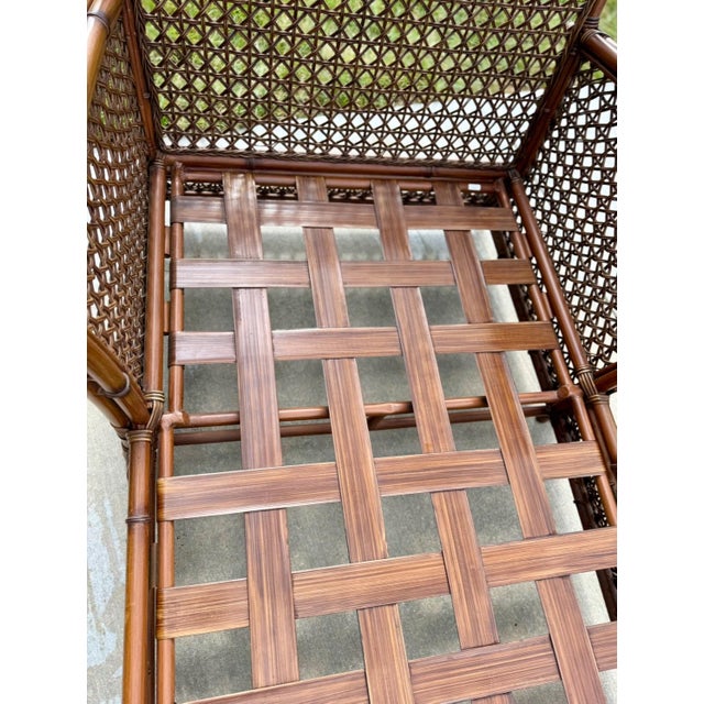 Vintage 1970s Palm Beach Regency Split-Bamboo & Rattan Chaise Lounger For Sale In Indianapolis - Image 6 of 11