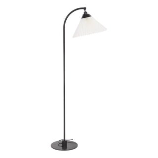Model 386 Floor Lamp in Black Steel with Hand-Folded Lampshade from Le Klint, 1970s For Sale