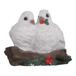 Stone Critters Sc 407 White Doves Birds Sitting on a Branch Figurine