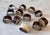 Mid 20th Century Vintage Brown Mother of Pearl and Chrome Silver Napkin Rings - Set of 6 For Sale - Image 5 of 8