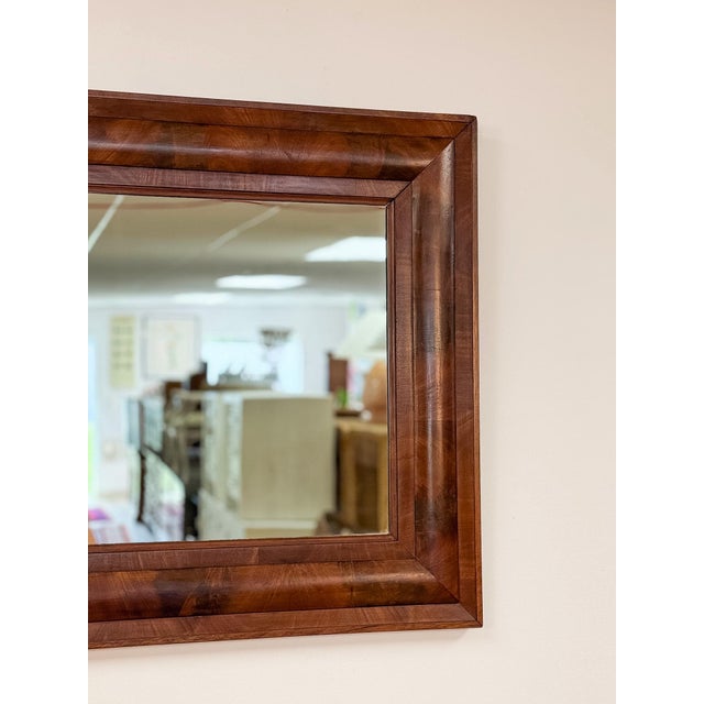 Mid 20th Century Vintage MCM Walnut Burlwood Tiger Oak Wall Mirror Antique Frame Hanging Mirror For Sale - Image 5 of 13