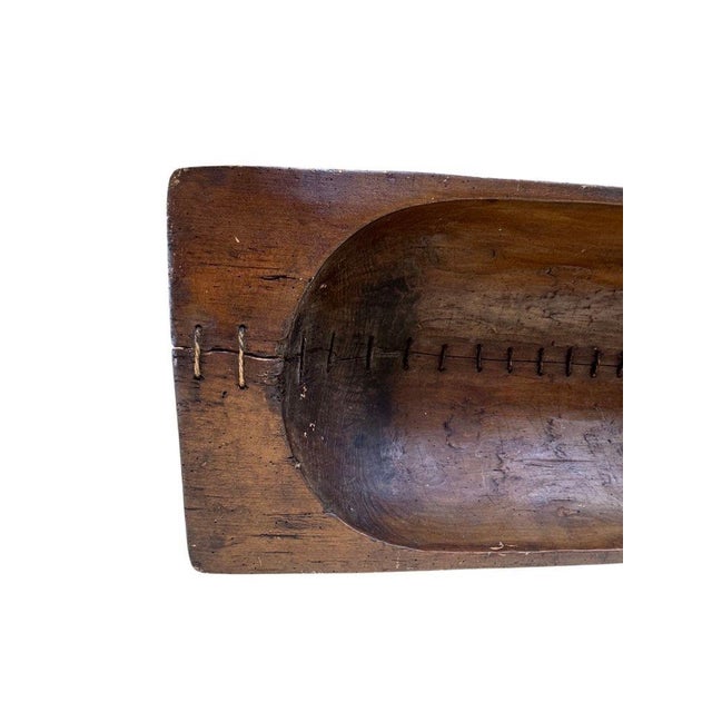 Brown Antique Large Wooden Dough Bowl or Trencher Bowl, C. Early 20th Century For Sale - Image 8 of 16