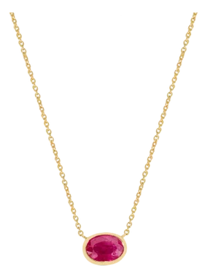 Solid 14k Gold Bezel Set Ruby Necklace