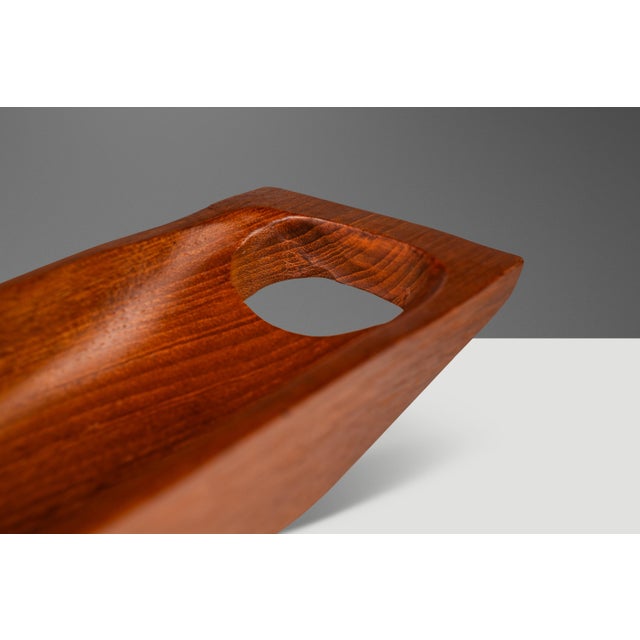 Mid-Century Organic Modern Elongated Serving Tray / Catch-All Hand-Carved From Solid Teak, Circa 1970s For Sale - Image 9 of 12