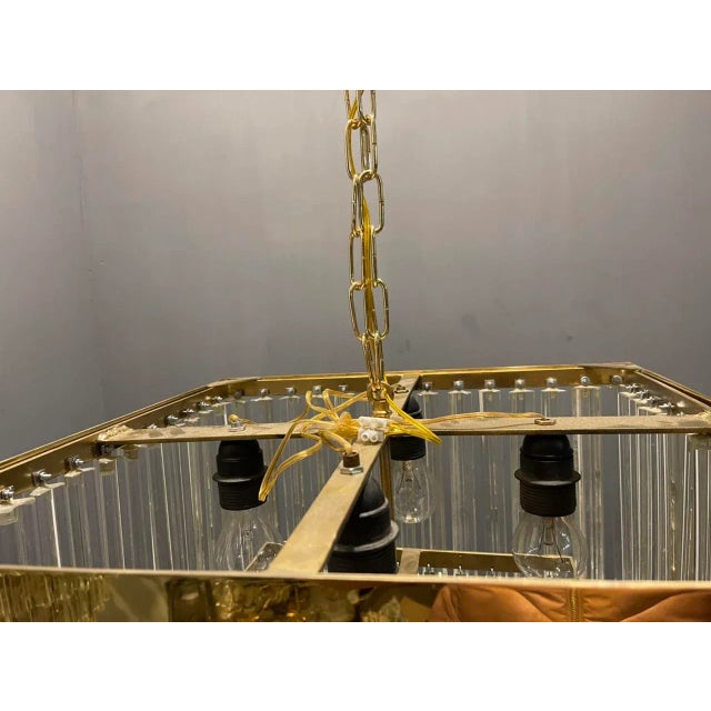 Large Italian Murano Glass Prism Triedri Chandelier Lamp For Sale - Image 10 of 12