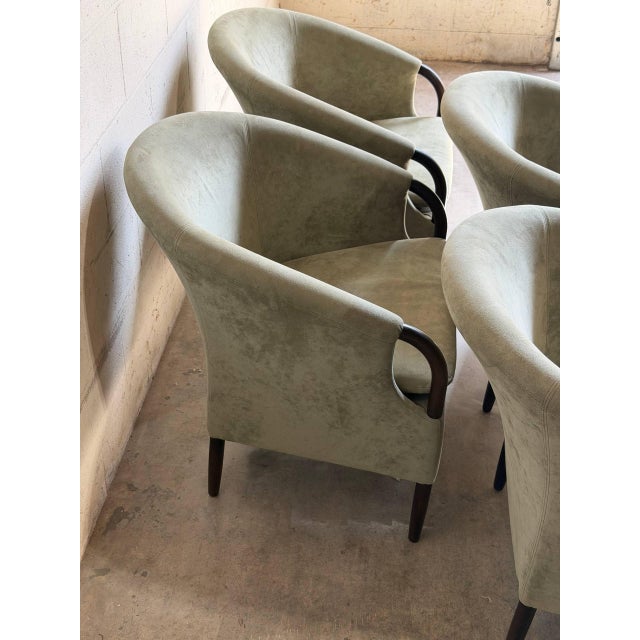 Mid 20th Century Set of 4 Mid 20th Century Danish Modern Lounge Chairs Green Upholstered Scandinavian Club Chairs For Sale - Image 5 of 10
