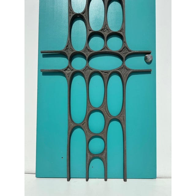 Black Cast Aluminum Brutalist Door Panel For Sale - Image 8 of 12