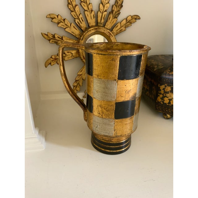 Art Deco Art Deco Italian Gilt & Black Metal Art Deco Pitcher For Sale - Image 3 of 10