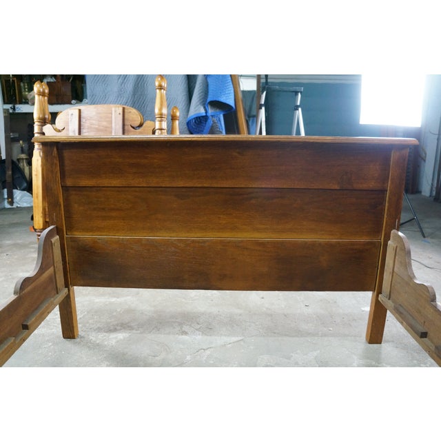 Antique 19th C. American Victorian Carved Golden Oak Paneled High Back Bed Frame For Sale - Image 15 of 18