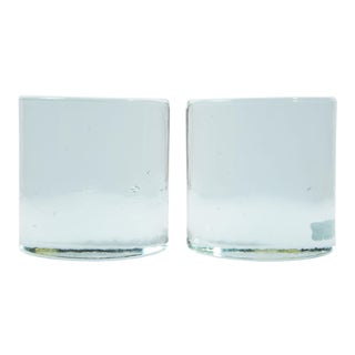 Vintage Blenko "Half Moon" Clear Glass Bookends For Sale