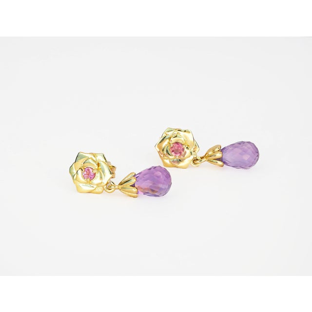 Not Yet Made - Made To Order Rose Flower 14k Gold Earrings Studs For Sale - Image 5 of 10