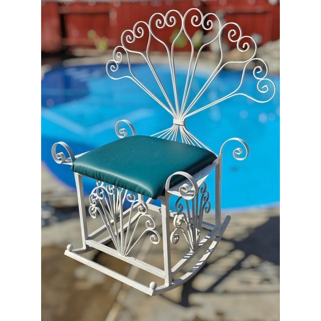 Vintage Wrought Iron Peacock Rocking Chair For Sale - Image 15 of 17
