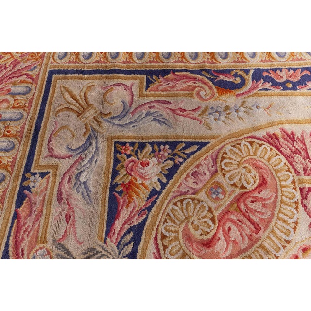 Late 19th Century Antique French Savonnerie Wool Rug For Sale - Image 5 of 9