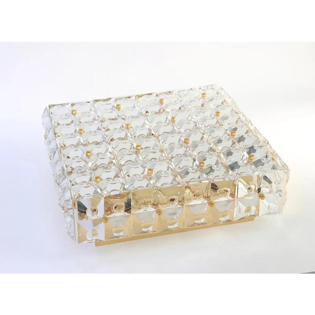 Large German Flush Mount Faceted Crystal Light Fixture by Kinkeldey, 1970s For Sale - Image 6 of 17