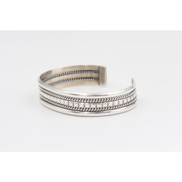 Tahe Navajo Native American Sterling Silver Cuff Bracelet For Sale - Image 4 of 11