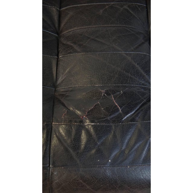 Grey Leather Modular Sofa and Ottoman, 1970s, Set of 3 For Sale - Image 11 of 18