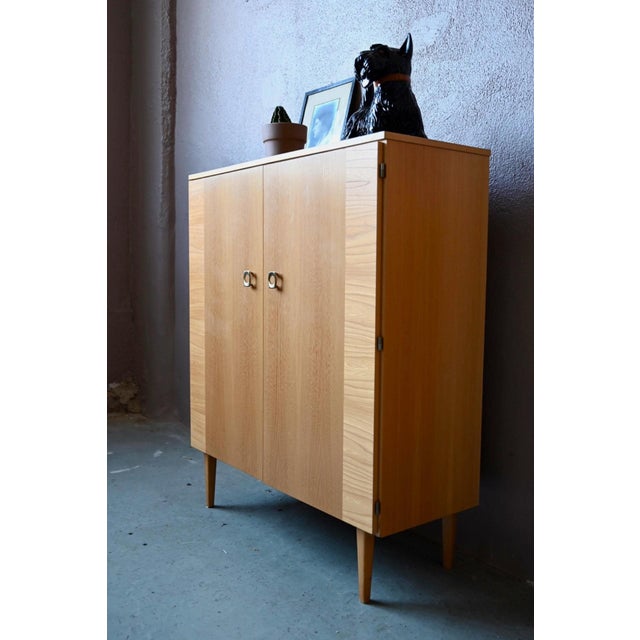 Wood Vintage Shoe Cabinet in Light Wood and Chrome-Plated Metal, 1960s For Sale - Image 7 of 13