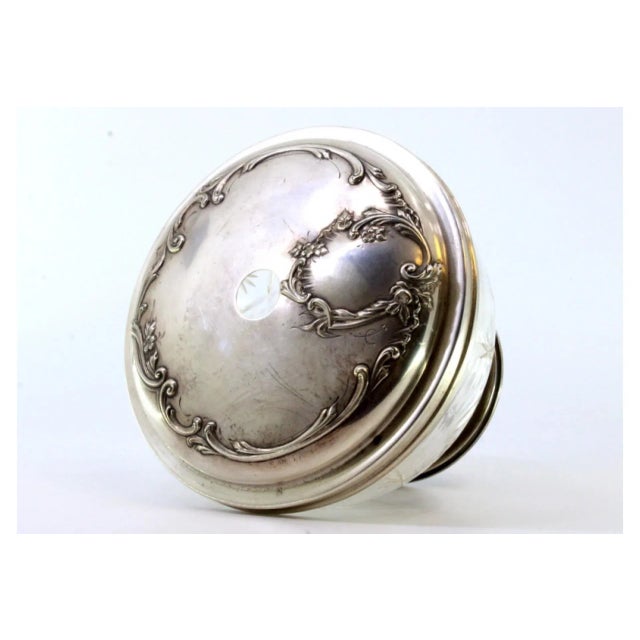 Cut Glass Candy Box with Silver Applications, Raised Lid and Circular Base For Sale - Image 5 of 8