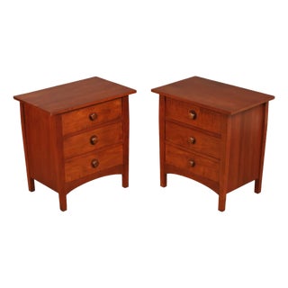 Stickley Mission Collection Harvey Ellis Cherry Three Drawer Nightstands For Sale