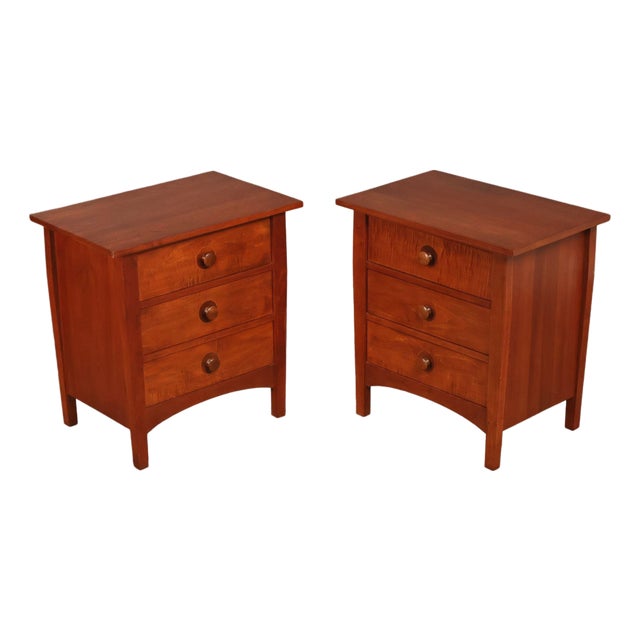 Stickley Mission Collection Harvey Ellis Cherry Three Drawer Nightstands For Sale