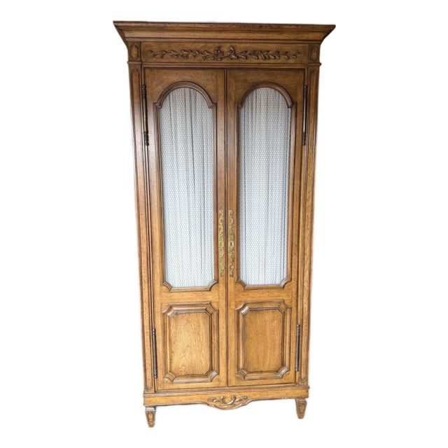 Vintage French Country Provincial Fruitwood Armoire Wardrobe For Sale