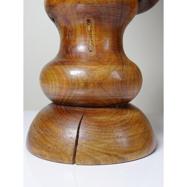 Vintage Scandinavian Style Table Lamp in Carved Turned Wood, 1960s For Sale - Image 14 of 16