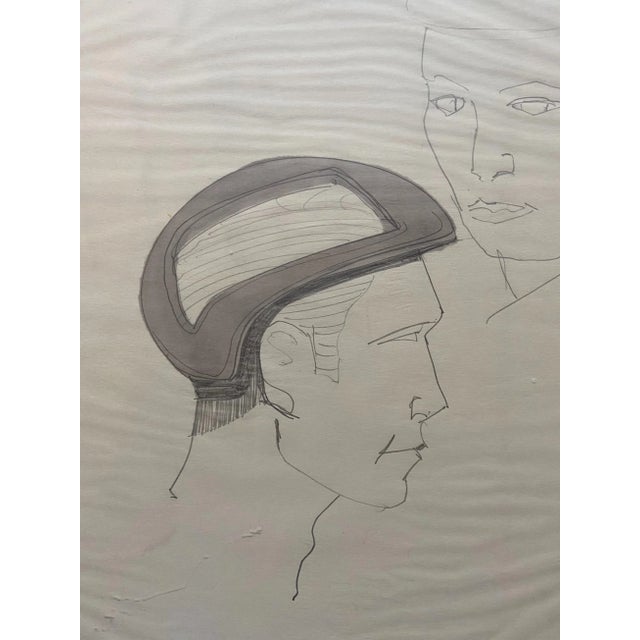 Helmeted man 4" drawing for NASA - Raymond Loewy and William Snaith Space Station - Habitability study On cardboard 16...