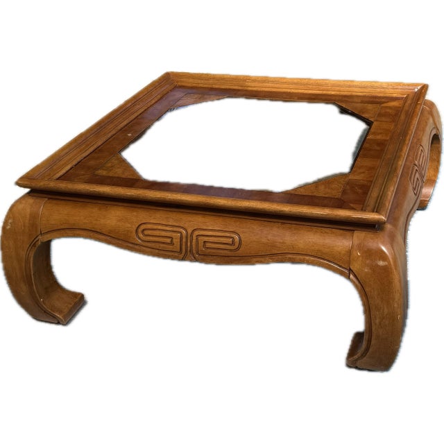 Mid-Century Modern 3-Piece Ming-Style Coffee & Side Table Set, 1970s Hollywood Regency Chinoiserie, Glass Tops, Sculptural Legs For Sale - Image 3 of 8