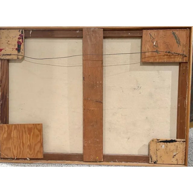 Large Vintage Abstract Oil Painting of a Downhill Skier, Framed, 32” X 44.5” For Sale - Image 4 of 5