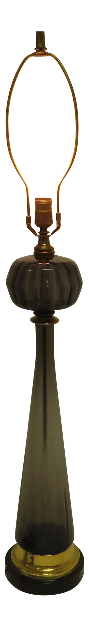 1960s Tall Murano Gray Blown Glass and Brass Table Lamp