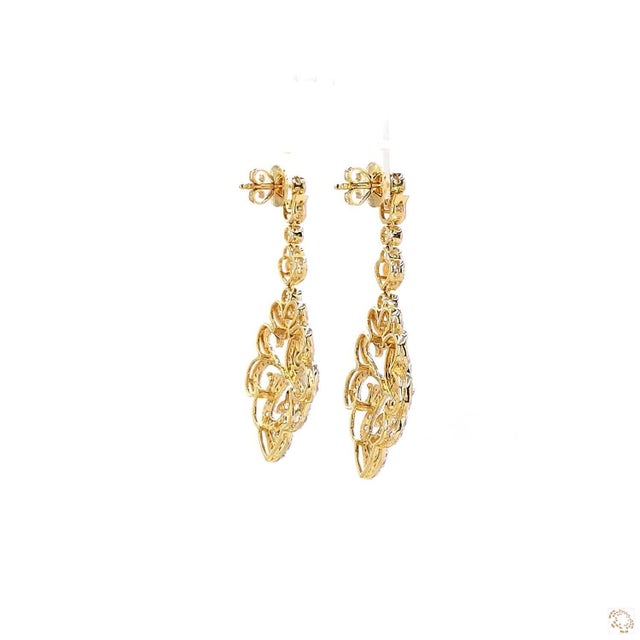Early 21st Century 1970s 4.29 Carat Round Brilliant Cut Diamond Gold Earrings, Pair For Sale - Image 5 of 7