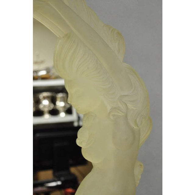 Vintage Art Nouveau Revival Lucite Acrylic Figural Woman Round Wall Mirror For Sale - Image 10 of 10
