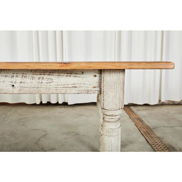 Country American Painted Pine Farmhouse Dining Table For Sale - Image 9 of 13