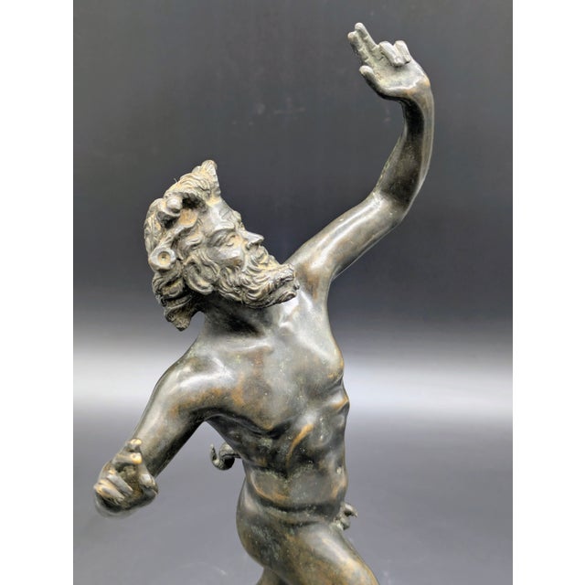 Vintage Italian Bronze Sculpture: "The Dancing Faun of Pompeii" For Sale - Image 9 of 11