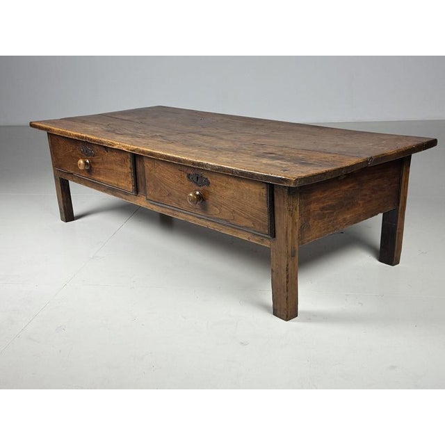 Beautiful French farmhouse coffee table. with two spacious drawers on the long side. In good condition. Fantastic color...