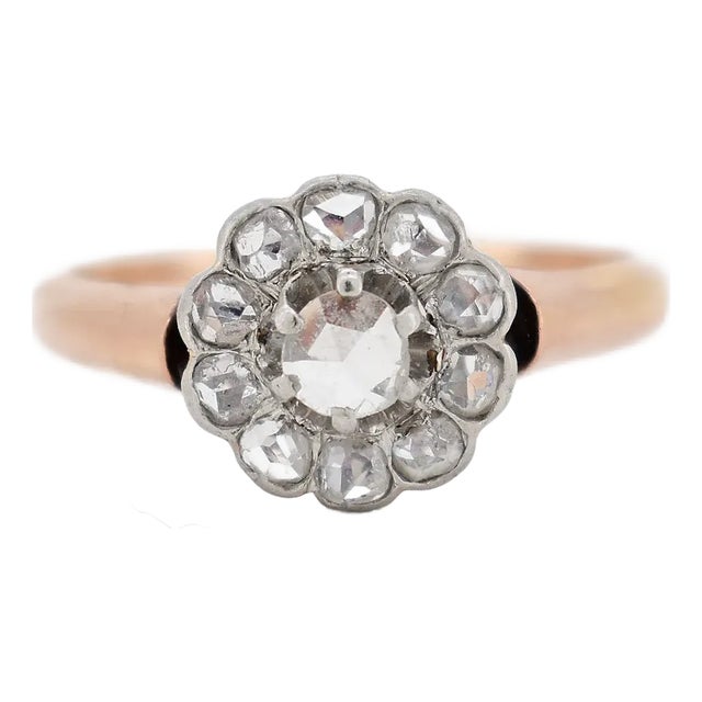 Marguerite Gold and Diamond Ring circa 1900, Size 5.75 For Sale