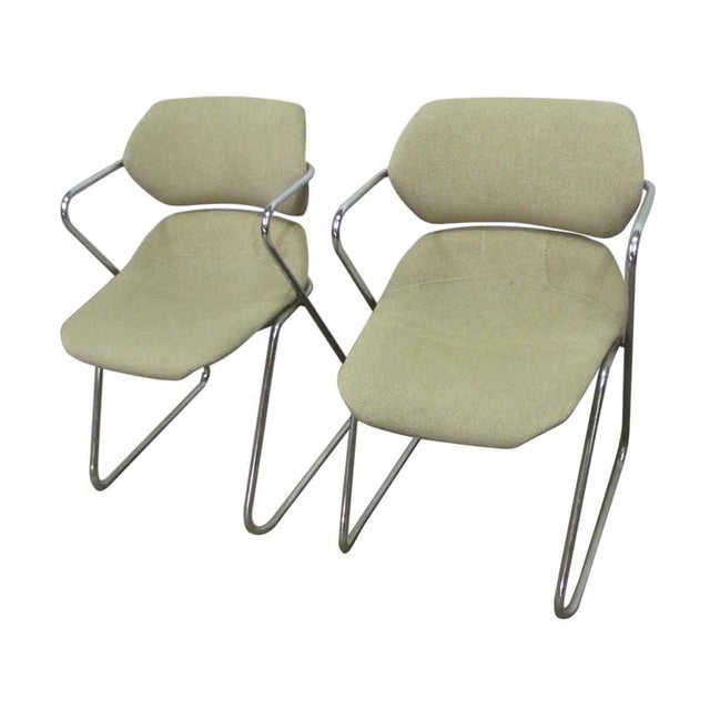 Acton Stacker by American Seating Tan and Chrome Mid Century Modern