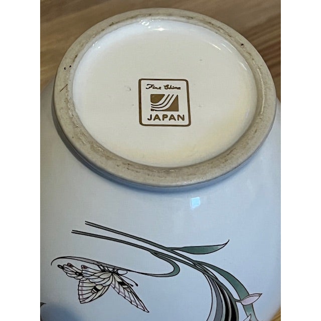 Small Urn Style Vase. Made in Japan. Fine China. Butterfly and Iris with Gold Accent